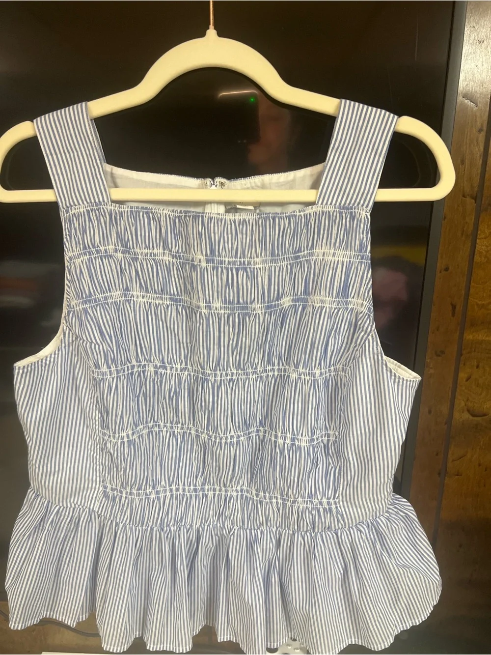J. Crew Blue and White Striped Smocked Tank - Picture 6 of 6